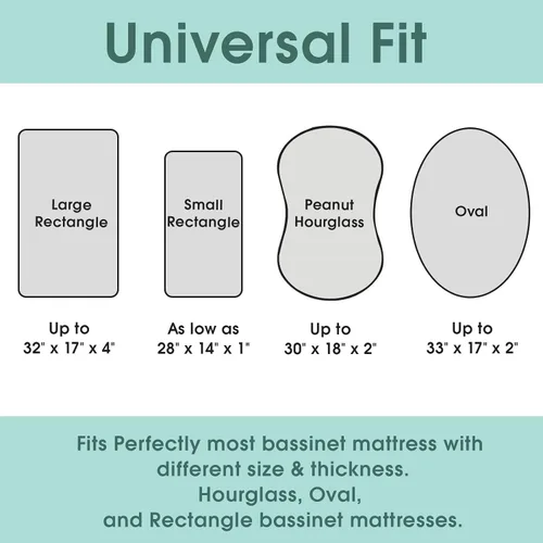 Miniatura 6 de BROLEX - Juego de sábanas elásticas ajustables para moisés, paquete de 2 sábanas para moisés/colchón, unisex, para niños y niñas, ultra suave