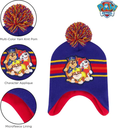 Miniatura 3 de Nickelodeon Paw Patrol - Gorro de invierno para niños pequeños con guantes de punto y guantes de esquí aislados, para niños de 2 a 4 años, Paw Patrol
