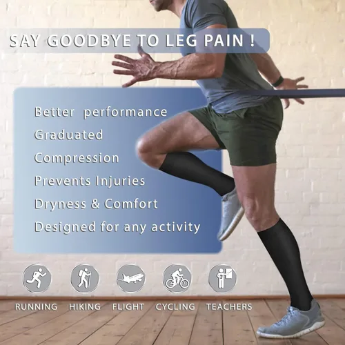 Miniatura 2 de Iseasoo - Calcetines de compresión, de cobre, para mejorar la circulación, correr, hacer senderismo y ciclismo, 15-20 mmHg, para hombre y mujer