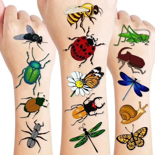 Miniatura 9 de 96 tatuajes temporales que brillan en la oscuridad para niños, calcomanías luminosas de insectos para niños y niñas, recuerdos de fiesta