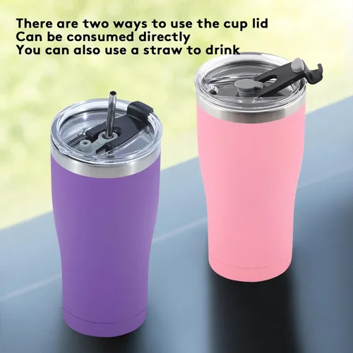 Miniatura 4 de Vaso de 20 onzas con tapa, vasos de acero inoxidable a granel, vaso aislado al vacío de doble pared para café de viaje, vaso con recubrimiento