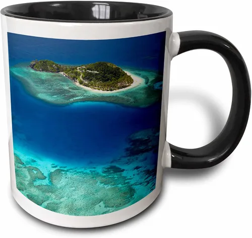 3dRose Danita Delimont – Fiji – matamanoa Isla, Arrecife de Coral, Mamanuca Islands, Fiji – oc01 dwa0165 – David Muro – Tazas, Negro/Blanco