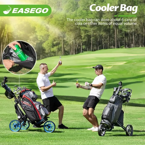 Miniatura 6 de EASEGO Golf Push Cart 3 Wheel : Golf Bag Cart Foldable with Phone Holder/Cup/Umbrella Holder Compact Golf Pull Carts Quick Fold Golf Caddy Push