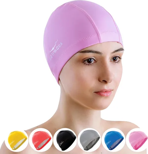 Miniatura 11 de Gorro de natación de Spandex con capa protectora/ Gorro de natación cómodo para mujeres, hombres, adultos y niños Plata - Tamaño adulto