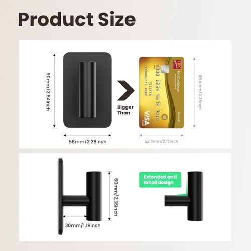 Miniatura 5 de Aikzik Ganchos Negros para Colgar de Alta Resistencia, Ganchos de Pared para Ducha, Baño, Toalla, Abrigo, Bata, Ganchos Adhesivos Impermeables