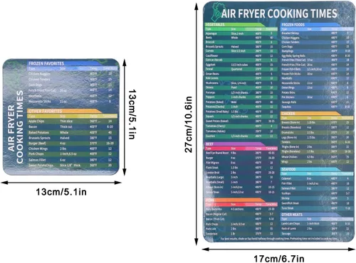 Miniatura 2 de Freidora de aire Tabla de tiempos de cocción, freidora de aire, hoja magnética de trucos para freidora de cocina, hoja de imán para freidora