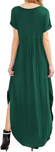 Miniatura 3 de Match Vestido largo de manga larga con cuello en V para mujer con bolsillos irregulares #152