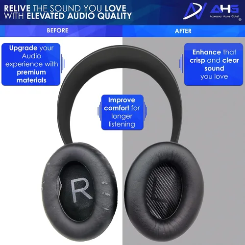 Miniatura 4 de AHG nc 700 - Almohadillas de repuesto compatibles con auriculares Bose nc700/auriculares con cancelación de ruido Bose 700 (negro). Piel sintética