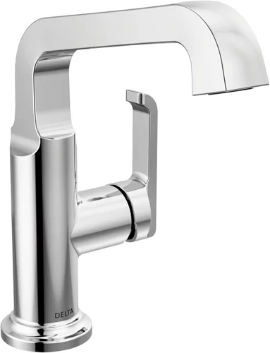 Delta Grifo de baño Tetra Chrome de un solo agujero, grifo de baño cromado de una sola manija, grifo de lavabo de baño, tecnología de sello de