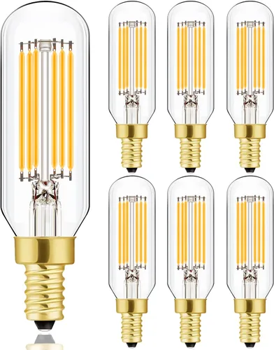 Leools Bombilla LED E12 regulable de 6 W igual a 60 W, luz blanca suave 3000K T6 T25 E12 bombilla de candelabro de 60 vatios para candelabros,