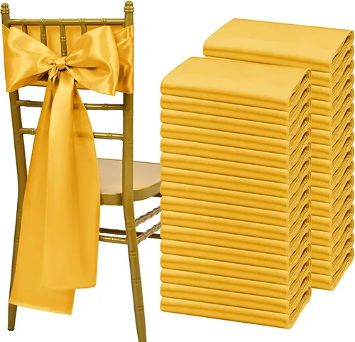 Miniatura 15 de Showgeous 60 cintas decorativas de satén negro para silla, lazos para decoración de banquetes, fiestas, baby shower, eventos (7 x 108 pulgadas)