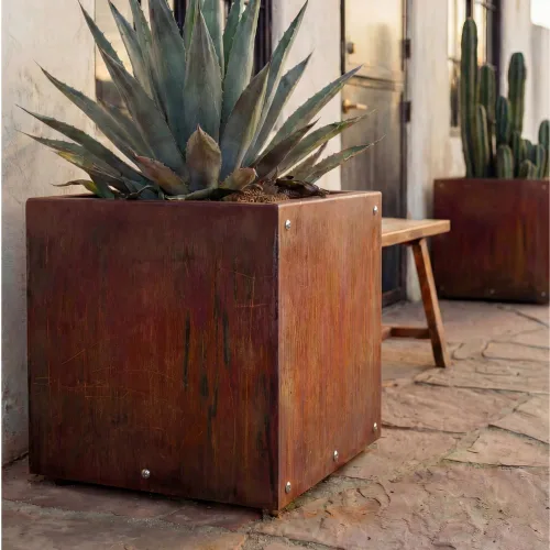 Miniatura 5 de Corten - Maceta de acero para exteriores, diseño rústico y moderno, cama grande de metal elevado para uso comercial y residencial (12 x 12 pulgadas)