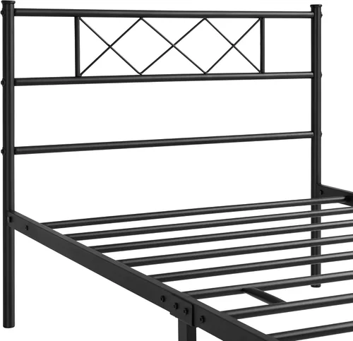 Miniatura 3 de Topeakmart Base de cama de metal negro con cabecero, base de colchón, cama de plataforma, base de cama con listones, tamaño individual XL