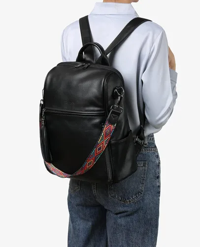 Miniatura 8 de FADEON Mochila de cuero para mujer, bolso de hombro de diseñador para mujer, bolso de libro de moda de PU convertible de viaje, Fadeon Bolso tipo