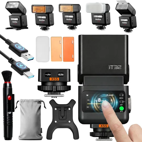 Miniatura 12 de Godox IT32 TTL Flash de cámara con X5C FlashTrigger para cámaras Canon, zapata magnética y disparador 2 en 1, pantalla táctil colorida, cabezal