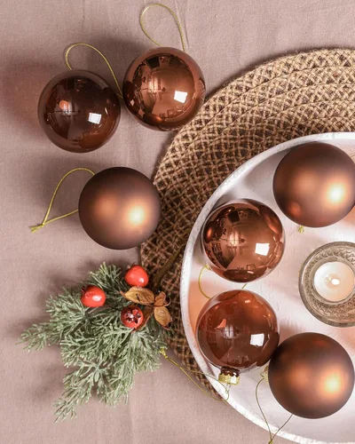 Miniatura 4 de DN DECONATION Bolas de Navidad de cristal marrón, juego de 9, bolas de Navidad colgantes de 3 pies para decoración del árbol de Navidad, regalo