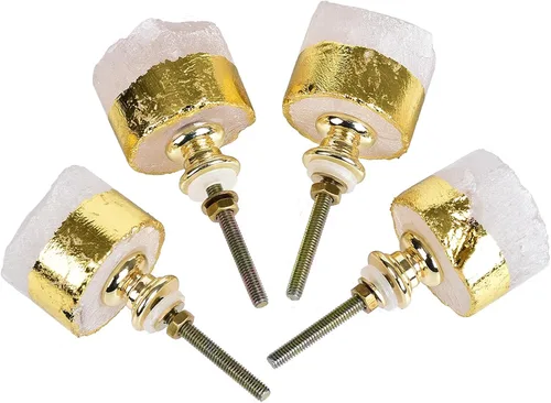 Miniatura 9 de JIC Gem Juego de 2 pomos de cristal de amatista natural para cocina, baño