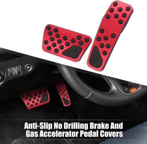 Miniatura 2 de X AUTOHAUX Cubiertas antideslizantes para pedal de acelerador de gas y freno de aleación de aluminio sin perforación, almohadillas de pedal