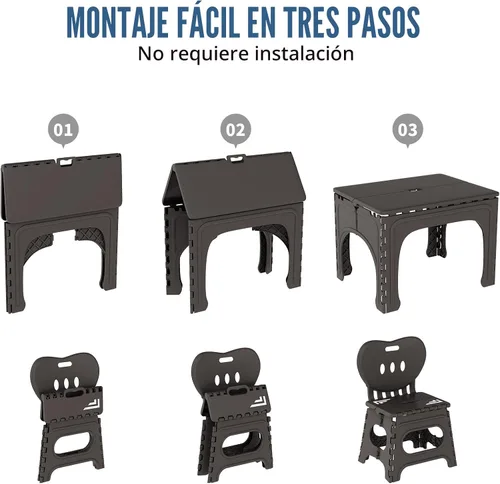 Miniatura 6 de UNICOO Juego de mesa y sillas plegables para niños, mesa y sillas plegables para niños, mesa de actividades plegable, mesa de picnic portátil, ideal