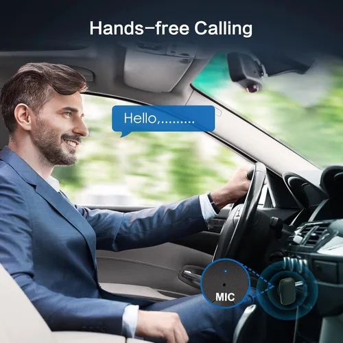 Miniatura 5 de SIMOLIO Receptor Bluetooth para automóvil, batería de 35 horas, control de volumen, cancelación de ruido, adaptador Bluetooth AUX Bluetooth
