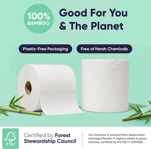 Miniatura 4 de Cloud Paper Toallas de papel 100 % de bambú para bobinadas duras, universales, blancas, 6 rollos por caja, 800 pies por rollo, suaves, fuertes