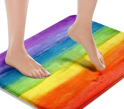Miniatura 11 de Britimes Tapete de baño de mármol rosa para baño, alfombra de piso lavable, tapetes, alfombra de piso, decoraciones de baño, 16 x 24 pulgadas