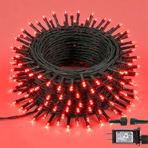 Miniatura 9 de Hopolon Guirnalda de luces para interiores y exteriores, 33 pies, 100 luces LED de Navidad con control remoto, cable verde conectable, luces