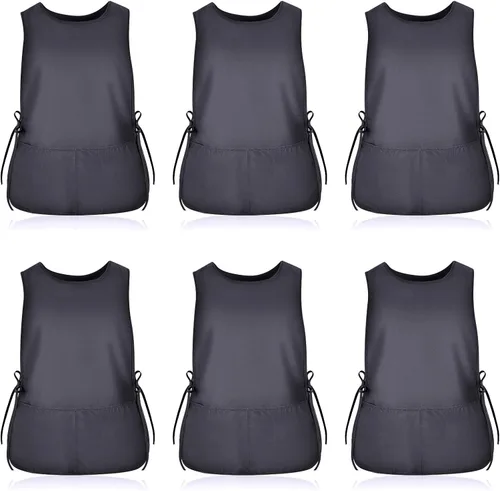 TFTAFAN Delantal Cobbler Unisex Impermeable Delantal con 2 Bolsillos Profundos Art Smock para Pintar Limpieza Artiest Delantal Trabajo Cocina Gris
