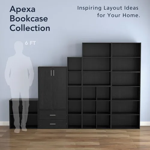 Miniatura 9 de Homes: Inside + Out Apexa - Estantería organizadora de almacenamiento de 2 cubos, estantería apilable de madera para cubos para organización