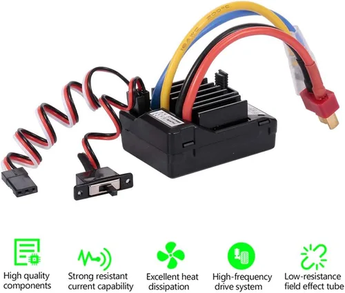 Miniatura 3 de GoolRC AX-D60A 60A impermeable cepillado ESC controlador electrónico de velocidad para 1/10 RC Car Off-Road Truck RC Boat RC Boat 2S LiPo 6-8S NiMh
