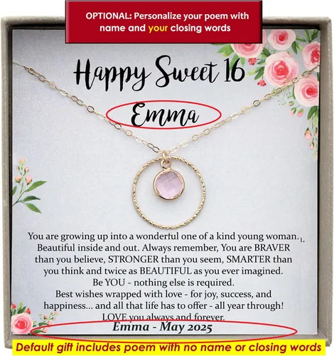 Miniatura 3 de Collar personalizado de Be Wished, regalo Sweet 16 para niñas, con mensaje significativo