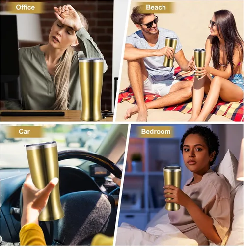 Miniatura 7 de Geetery 4 vasos de cerveza de acero inoxidable para hombres de 20 onzas, taza de cerveza de doble pared, taza aislada al vacío, regalos para café