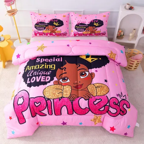 Miniatura 19 de Juegos de Edredón de Niña Negra Afroamericana Individual, Juego de Ropa de Cama Black Girl Magic, Juego de Edredón de Princesa, Juego de Cama