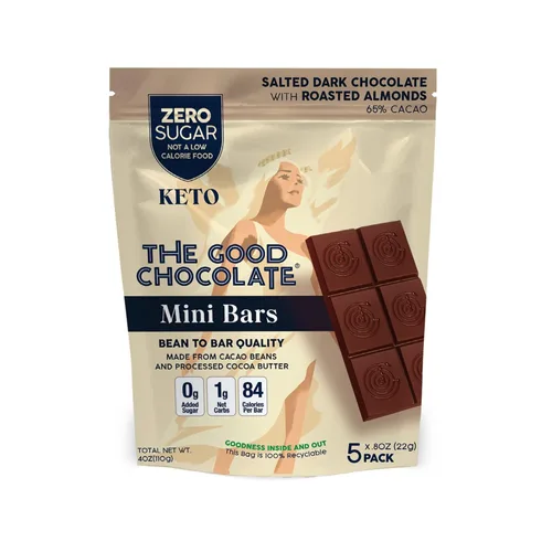Miniatura 14 de The Good Chocolate - Minibarras de chocolate amargo Keto Signature, cero azúcar, aperitivo bajo en carbohidratos netos, más bajas calorías, caramelo