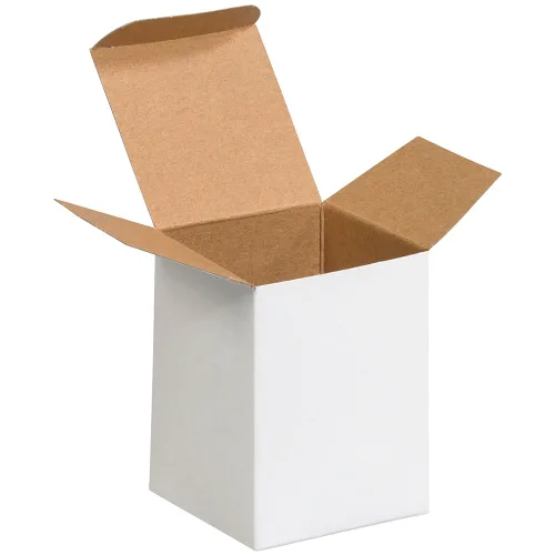 Box USA Cajas de regalo plegables blancas, 3 x 3 x 4 pulgadas, paquete de 250, caja de cartón invertida fácil de montar, para pequeños regalos o