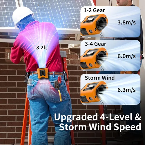 Miniatura 3 de Socool Ventilador de cintura portátil de 10000 mAh con clip en ventiladores personales recargables, ventilador de camisa de cinturón portátil