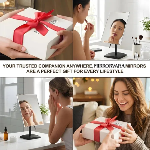 Miniatura 7 de MIRRORVANA Espejo de escritorio grande con soporte para escritorio de oficina, tocador de maquillaje y encimera de baño, espejo facial ajustable