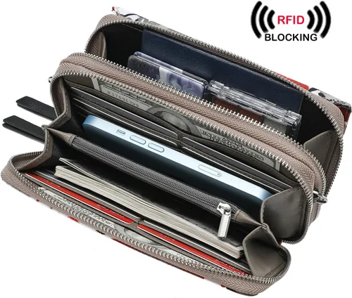 Miniatura 7 de Lanyani Cartera cruzada RFID con bolsillo para teléfono para mujer, cuero vegano