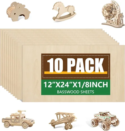 Miniatura 9 de Paquete de 8 hojas de madera contrachapada de nogal de 12 x 12 x 1/8 pulgadas, madera contrachapada de 0.118 in para corte y grabado láser, madera