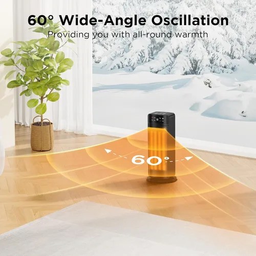 Miniatura 3 de Calentadores de espacio de 1500 W para uso en interiores, calentador eléctrico de cerámica PTC de calentamiento rápido con control remoto, ECO