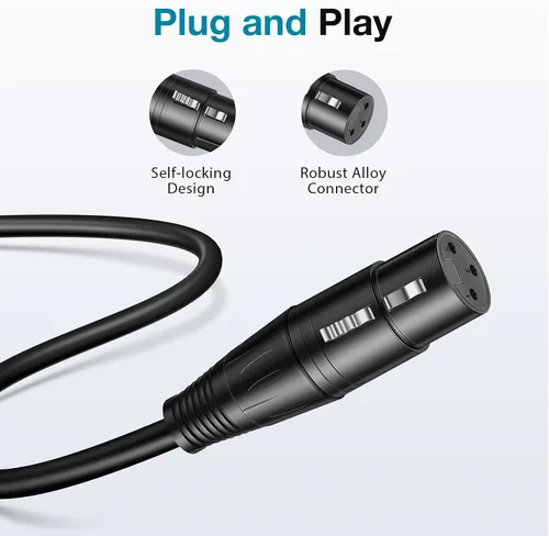 Miniatura 5 de InnoGear XLR - Cables de micrófono, 3 pies, paquete de 2 cables de cobre sin oxígeno macho a hembra de 3 pines, cable de micrófono XLR equilibrado