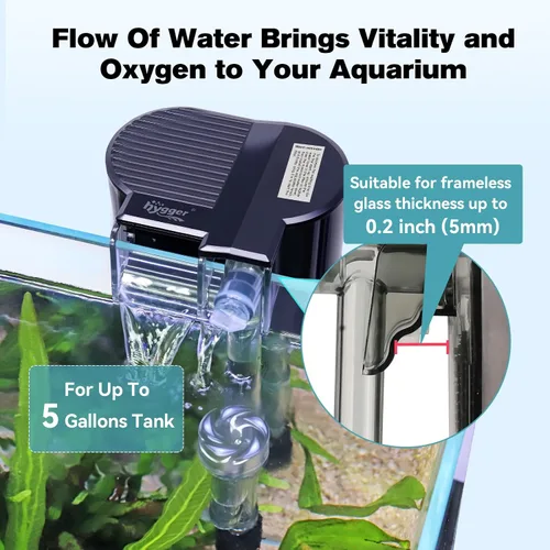 Miniatura 2 de hygger Filtro de acuario para colgar en la parte posterior, sistema de filtración de cascada de filtro de pecera, flujo de agua ajustable