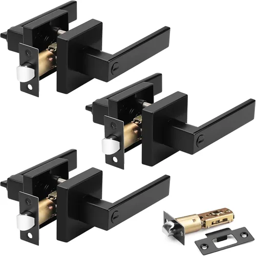 Miniatura 9 de Priobrico - Manija de puerta interior de bronce aceitado con cerradura, manijas de puerta de privacidad para dormitorio, perillas modernas de puerta