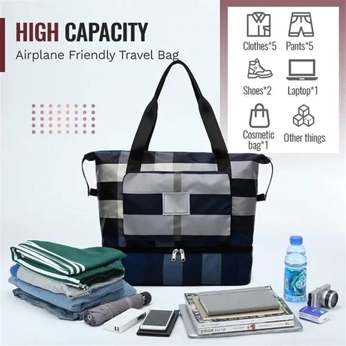 Miniatura 2 de 2022 - Bolsa de viaje plegable de separación secahúmeda, ligera, impermeable, plegable, para deportes, camping, Burdeos