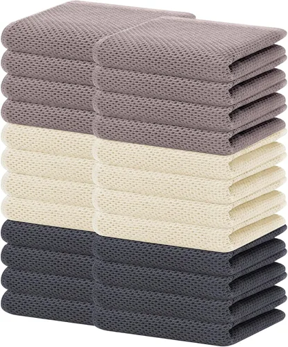 Miniatura 327 de Homaxy Paños de cocina de 100% algodón con tejido de gofre, ultra suaves, absorbentes, de secado rápido, 12 x 12 pulgadas, paquete de 6, amarillo