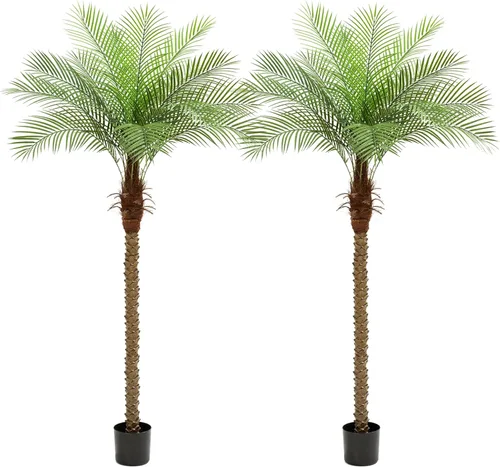Miniatura 14 de Palmera artificial fénix de 7 pies con 15 hojas ajustables, plantas de palmera fénix sintética para patio exterior, piscina, hogar, oficina, sala