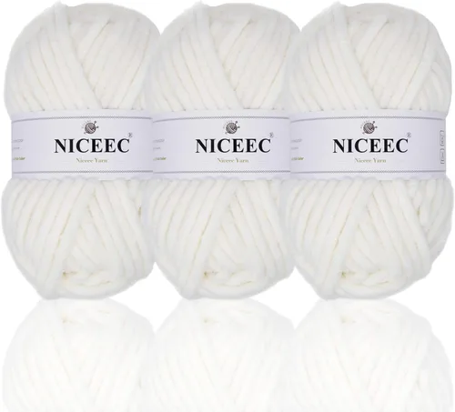 Miniatura 8 de NICEEC 3 Skeins - Hilo de felpilla suave para ganchillo y tejido, total de 10.6 onzas, color verde primavera