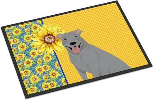 Miniatura 283 de Caroline's Treasures WDK5313MAT Airedale Terrier - Tapete para puerta delantera de 18 x 27 pulgadas, diseño de girasoles de verano, para entrada