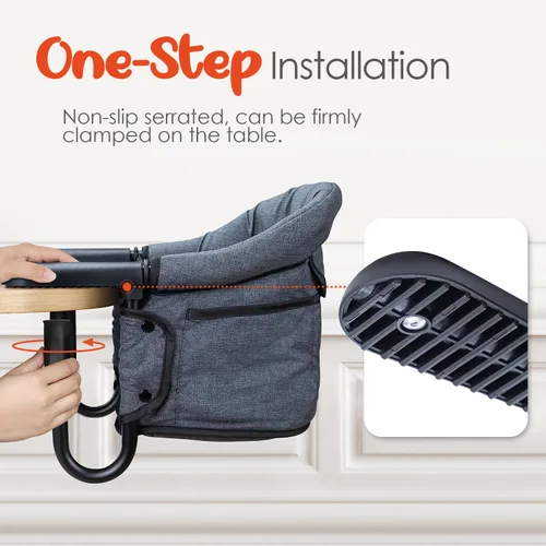 Miniatura 4 de Sillas Colgantes - Portátiles y Plegables para Bebés de 6-36 Meses, Uso Familiar y de Viaje con Bolsa de Transporte (Gris)