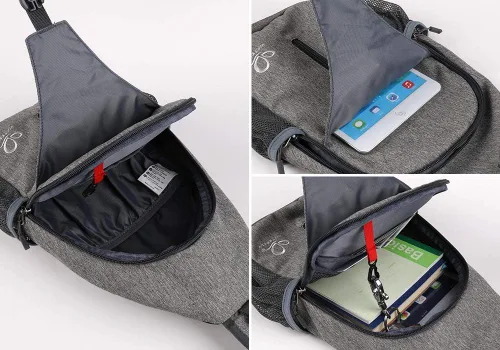 Miniatura 78 de WATERFLY Bolsa pequeña de senderismo: mochila cruzada para el pecho, mochila para hombres y mujeres con correa de hombro agradable a la piel